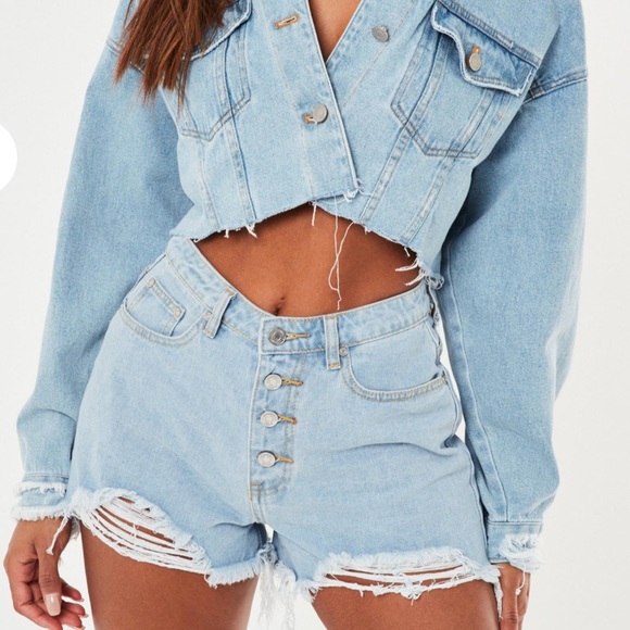 Missguided Pants - Missguided Light Blue Distressed Denim Shorts 2